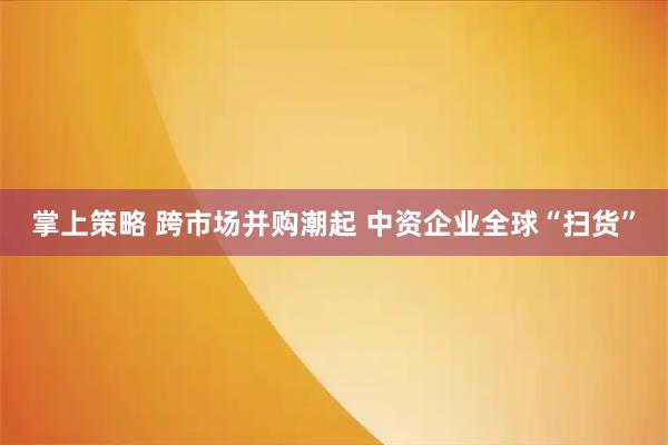 掌上策略 跨市场并购潮起 中资企业全球“扫货”